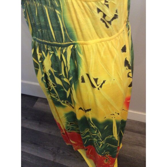 Daniel Benjamin XL Racerback Maxi Summer Dress Sleeveless Yellow - Picture 5 of 9